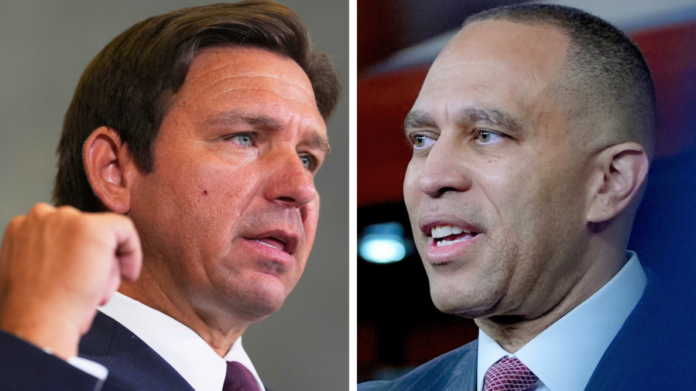 desantis-escalates-clash-with-jeffries-over-florida-redistricting:-‘bring-it-on’