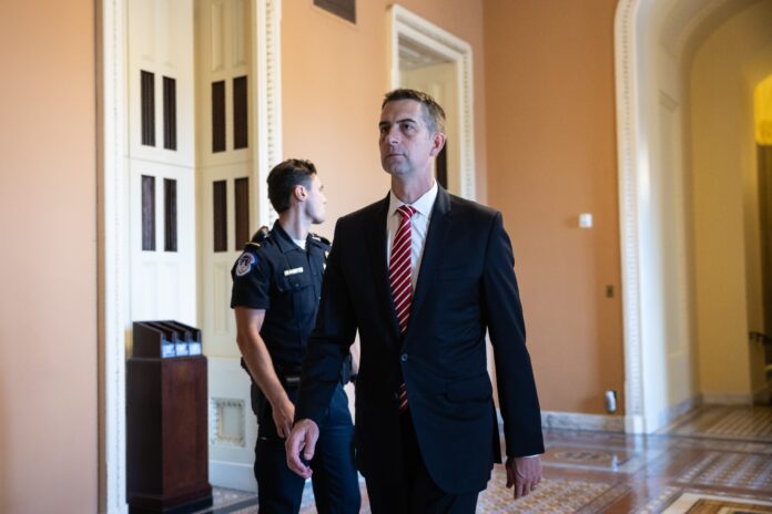 tom-cotton,-the-senate’s-foremost-iran-hawk,-is-in-a-trump-induced-jam